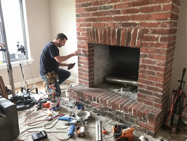 Bridgeport Chimney Sweep specialist finalizing chimney liner service in Bridgeport, CT