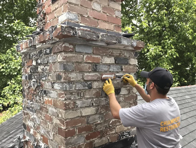 In-progress chimney restoration by Bridgeport Chimney Sweep in Bridgeport, CT
